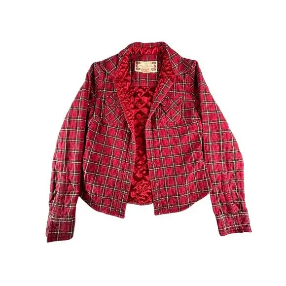 Abercrombie Fitch East Coast Vintage Jacket Womens Small Red Plaid Button Up - Picture 1 of 7